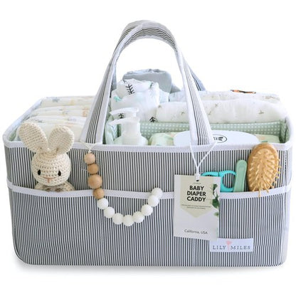 Lily Miles Baby Diaper Caddy Organizer - Large Tote for Newborn Essentials | Perfect Baby Shower Gift