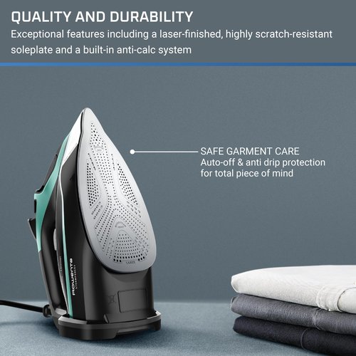 Rowenta Steam Force Stainless Steel Soleplate Steam Iron for Clothes, Anti-Drip Protection, 400 Microsteam Holes, 1800 Watts, Iron, Fabric Steamer, Garment Steamer for Clothes, Precision Tip, DW9440