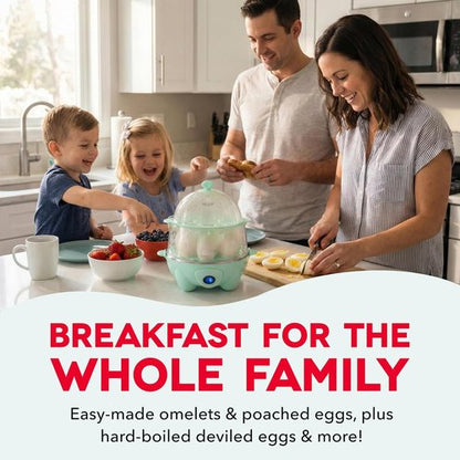 Dash Deluxe Egg Cooker - 3-in-1 Boiler, Poacher & Steamer - Holds 12 Eggs, Aqua - BPA Free & Dishwasher Safe