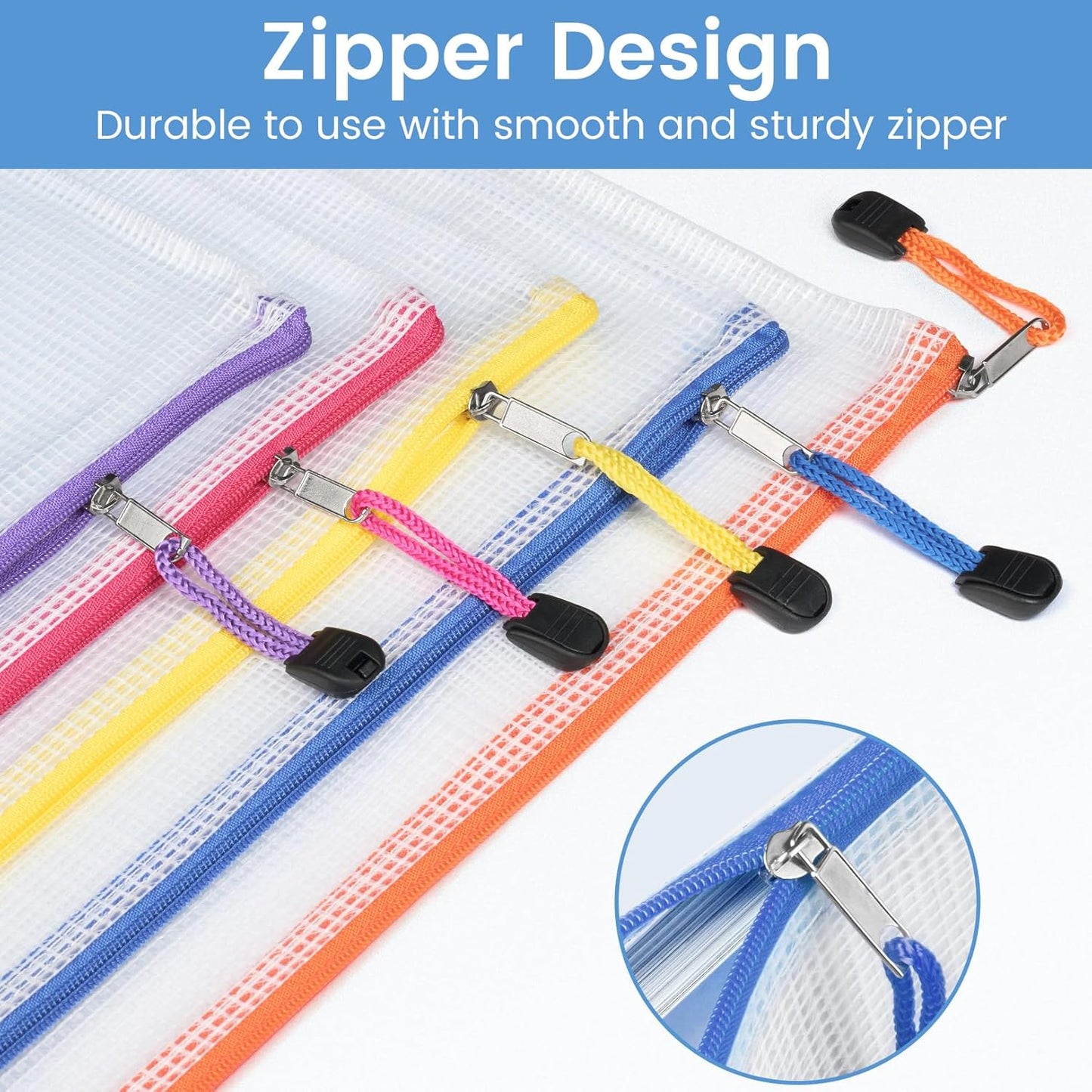 Sooez 24-Pack Mesh Zipper Pouch Bags - Clear A5 Pencil Case with Label Pocket for Organizing