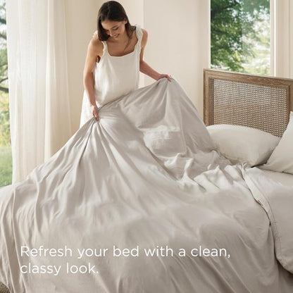 Bedsure Duvet Cover - Extra Soft Prewashed Cotton-Like Polyester, Full Size 80x90 Inches, Linen