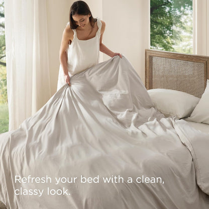 Bedsure California King Duvet Cover - Soft Prewashed Cotton-Like Polyester, 104x98 Inches, Zipper Closure, Linen