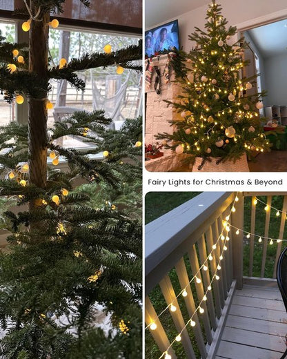 Globe 43 Ft String Lights - 100 LED Fairy Lights with Remote & Timer | Warm White Indoor/Outdoor Decor