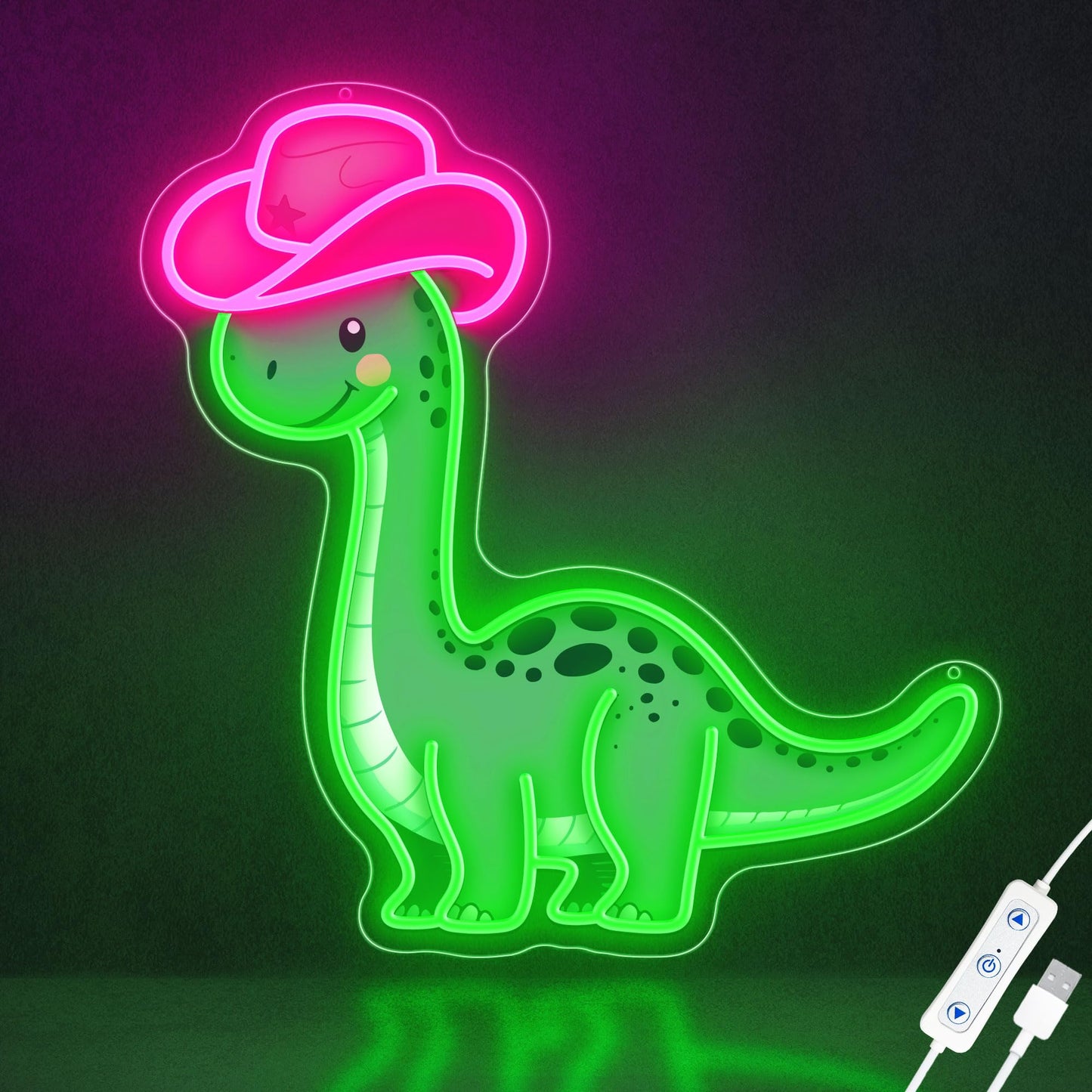 ZLOOREE Cowgirl Dinosaur Neon Signs for Wall Decor, Dimmable Cowboy Dinosaur Neon Light for Teen Boys Girls Bedroom Decor, Animals Led Light Up Signs for Birthday Party Gifts