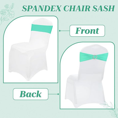 MDS Spandex Chair Sashes - Universal Fit Elastic Stretch Bands with Buckle Slider Bow | Sea Green, Pack of 125