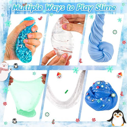 LAWOHO Snow Slime Kit - 6 Packs of Butter, Clear, Water & Cloud Slimes with Charms | Fun Slime Making Set for Kids