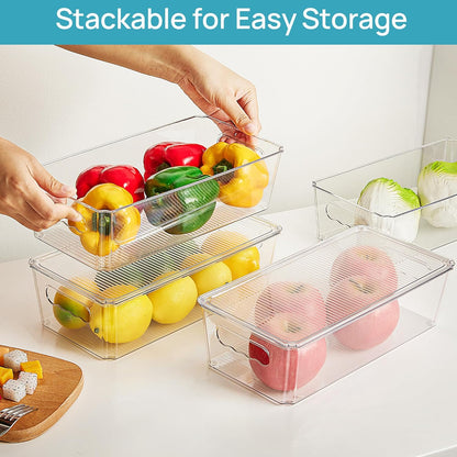 Vtopmart Clear Storage Bins - 8-Piece Stackable Organizers with Lids for Kitchen & Pantry