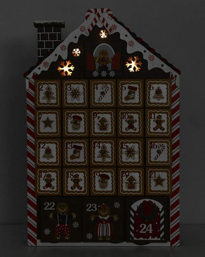BRUBAKER Reusable Wooden Advent Calendar - Gingerbread House with LED Lighting | DIY Christmas Decor 10.31 x 17.72 x 2.17 Inches