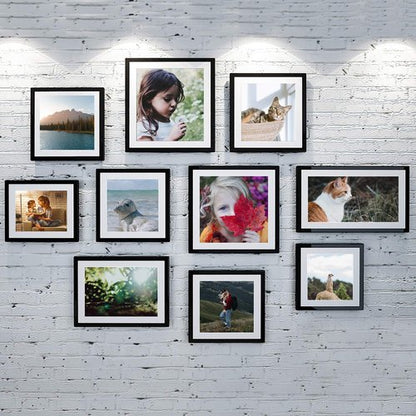 upsimples 9x12 Picture Frame Set of 5, Display Pictures 6x8 with Mat or 9 x 12 Without, Wall Gallery Photo Frames, Black