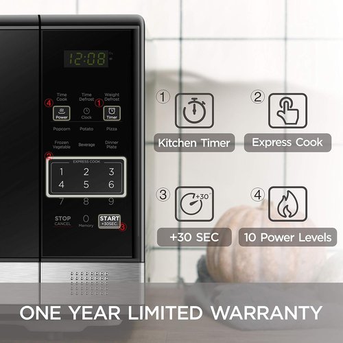 BLACK+DECKER Digital Microwave Oven - 1000W Power, Child Safety Lock, 1.1 Cu.ft, Black & Stainless Steel