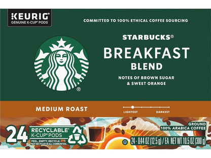 Starbucks Breakfast Blend Coffee K-Cups - Smooth & Flavorful | 72 Count Pack