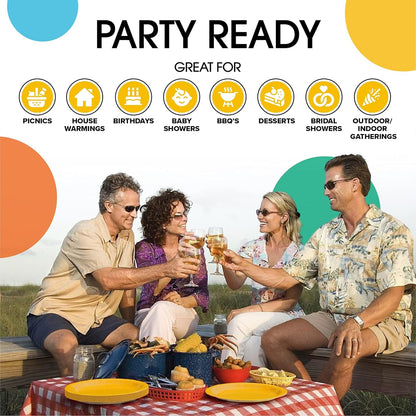 Skiennix Heavy-Duty Yellow Disposable Paper Plates - 9 Inch, 100 Pcs for Parties & Events