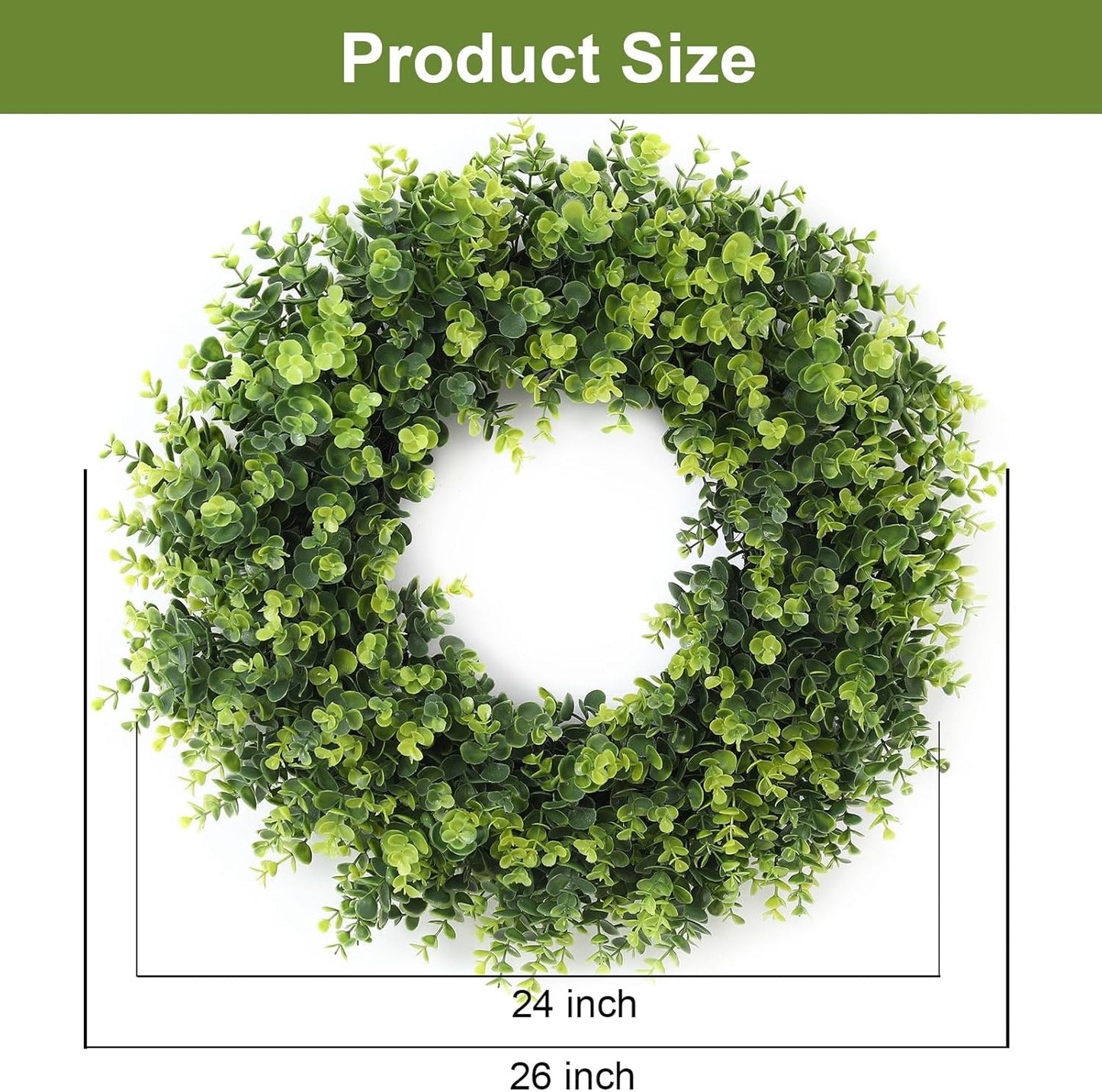 Regine Switzerland 26'' Boxwood Wreath - Artificial Leaves for Spring & Summer Home Decor