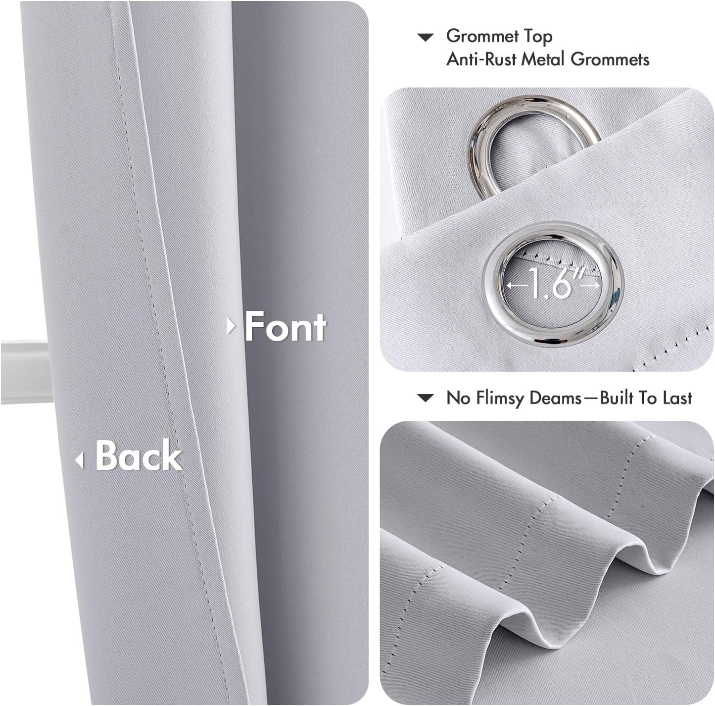 MIULEE Blackout Curtains - Thermal Insulated Room Darkening Drapes | 96-Inch Long, Greyish White, 2 Panels