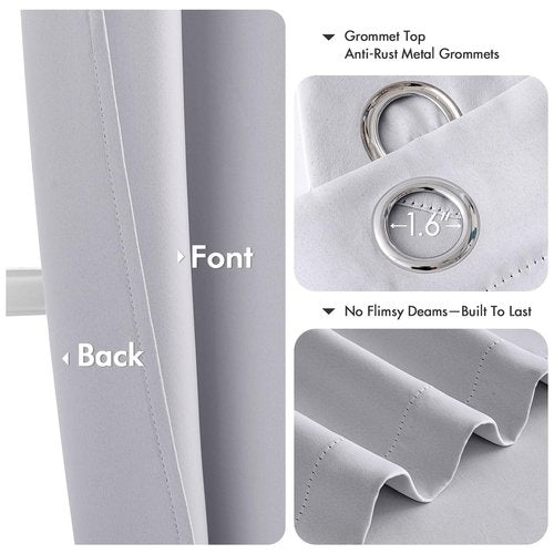 MIULEE Blackout Curtains for Bedroom Living Room 90 Inches Long 2 Panels, Thermal Insulated Room Darkening Drapes Solid Grommet Noise Reduction Light Blocking Window Curtains 40x90 Inch Greyish White