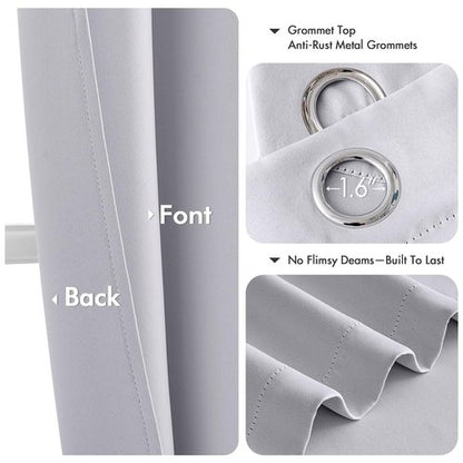 MIULEE Blackout Curtains for Bedroom Living Room 90 Inches Long 2 Panels, Thermal Insulated Room Darkening Drapes Solid Grommet Noise Reduction Light Blocking Window Curtains 40x90 Inch Greyish White