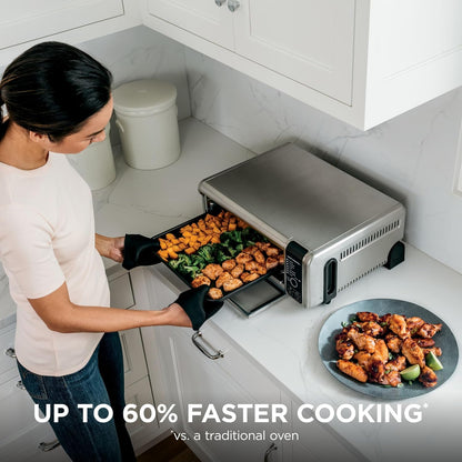 Ninja Digital Air Fryer & Toaster Oven - 8-in-1 Functionality | XL Capacity | Flip-Up Design | 1800 Watt | Silver