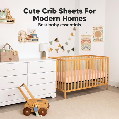 KeaBabies 2-Pack Organic Crib Sheets for Boys, Girls - 52x28 Fitted Crib Mattress Sheet Neutral, Breathable Jersey Cotton Cover for Baby Bed, Toddler Mattress, Soft & Cute Prints (Mist Rose)