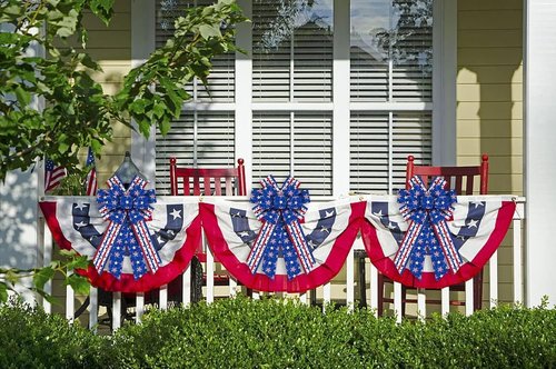 Hying Patriotic 4th of July Bows - Large Red, Blue & Stripe Burlap Wreath Decor | Memorial Day Tree Topper