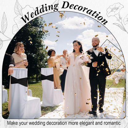 Moukeren Spandex Chair Sashes - 150 Pcs Elastic Ribbon Seat Ties for Weddings & Events | Black