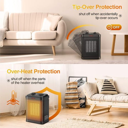 **Regine Switzerland 1500W PTC Ceramic Space Heater - Rapid Heating, 3 Modes, Safety Features | Ideal for Bedroom & Office**