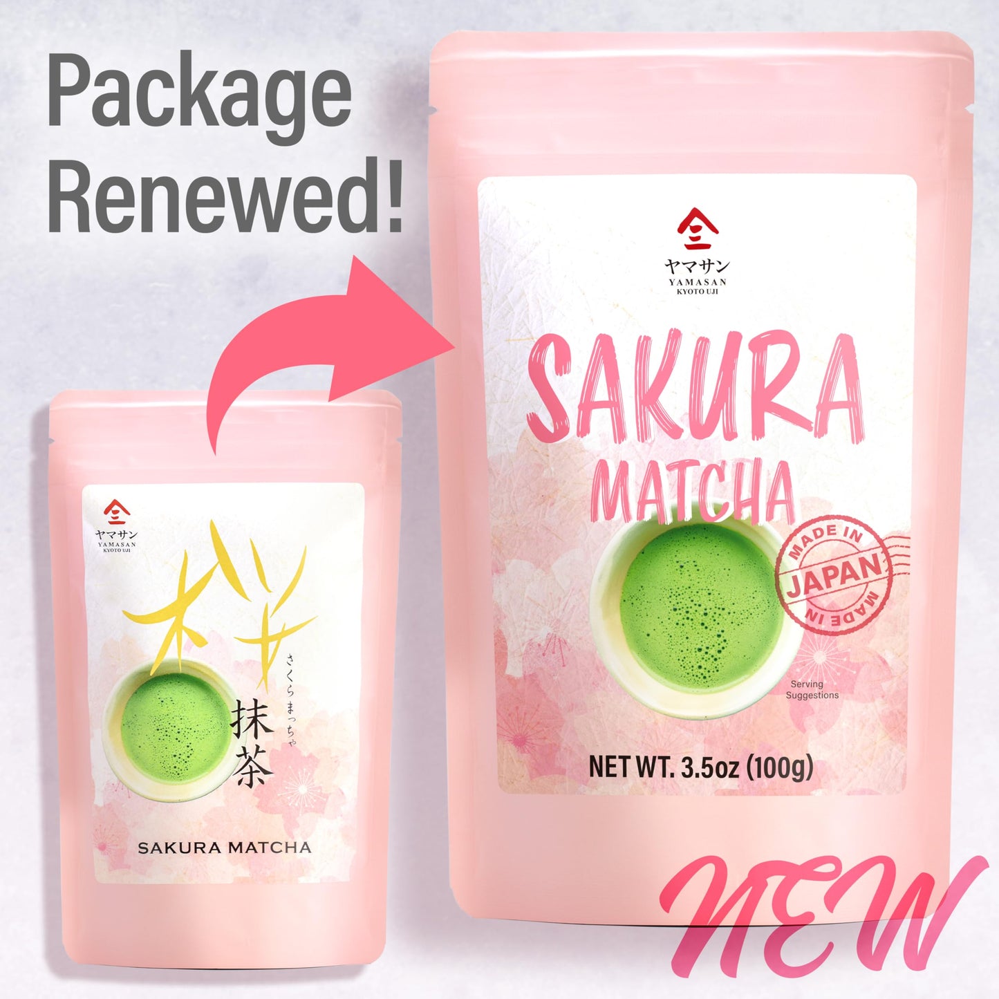 Japanese Matcha with Sakura Tea, Refreshing Aroma of Matcha and Cherry Blossoms, Great for Baking, Culinary Grade, Made in Japan(100g)【YAMASAN】