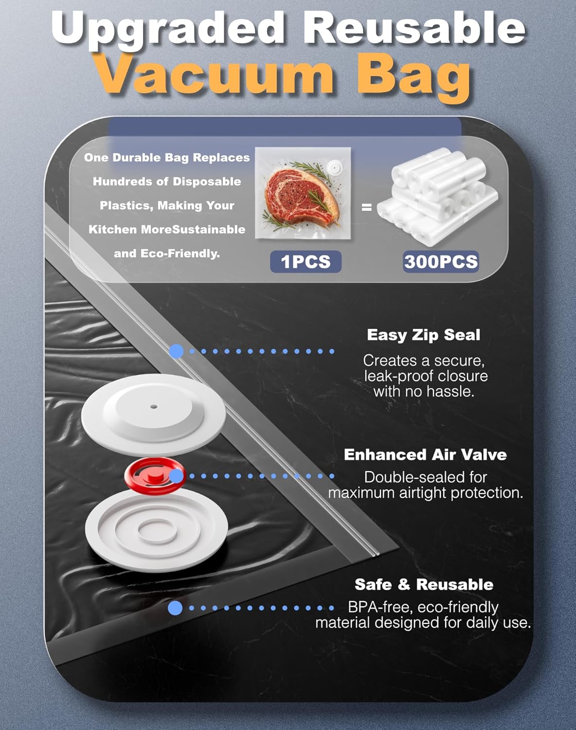 Skiennix Compact Vacuum Sealer - Handheld Food Saver Machine with 30 Reusable Bags | Fresh White