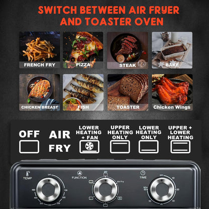 Skiennix 10QT Air Fryer Toaster Oven Combo - 5-in-1 Cooking Functions | 3-Layer Design with Visible Window