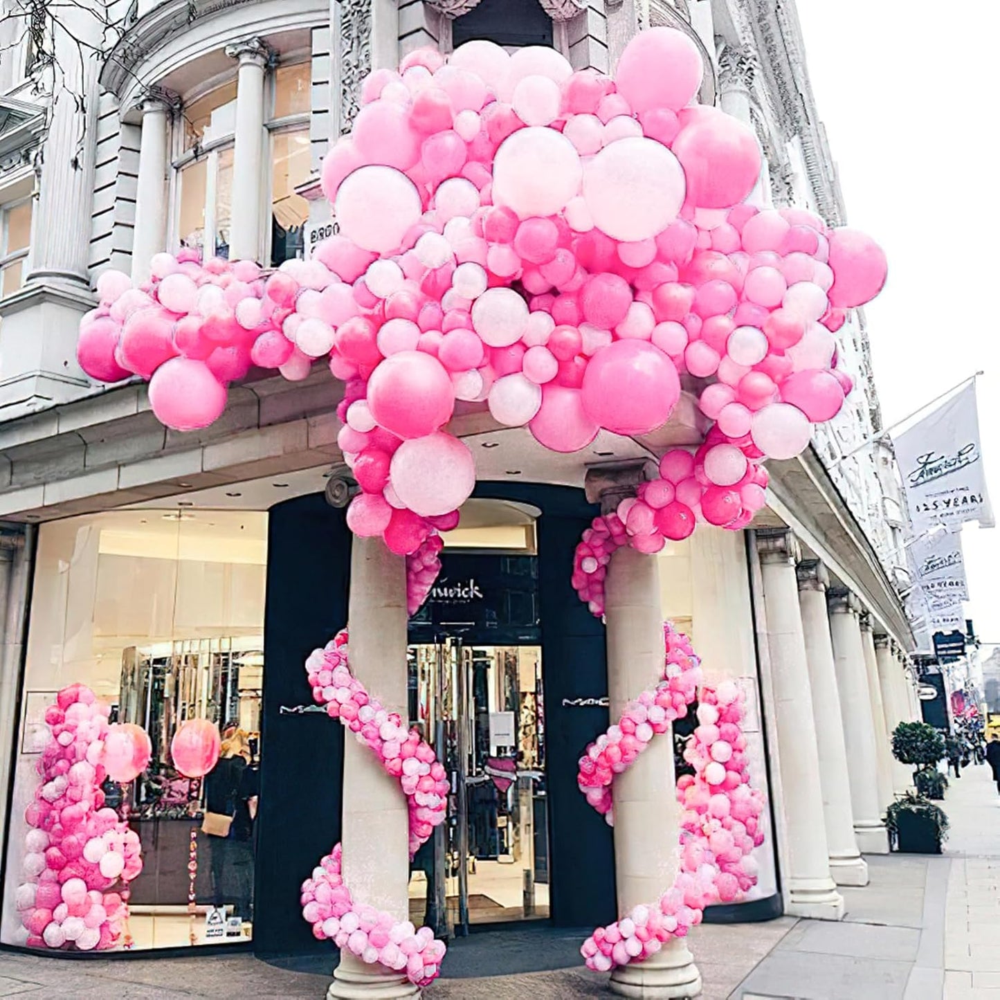 PartyWoo Pink Balloon Arch Kit - 127pcs Matte Pink Balloons in Various Sizes for Baby Showers & Celebrations