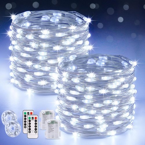 JMEXSUSS Fairy Lights - 400 LED Battery Operated String Lights | 132ft Copper Wire with Remote & 8 Modes for Outdoor Decor