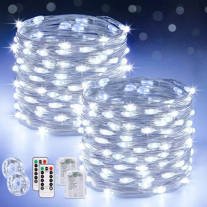 JMEXSUSS Fairy Lights - 400 LED Battery Operated String Lights | 132ft Copper Wire with Remote & 8 Modes for Outdoor Decor