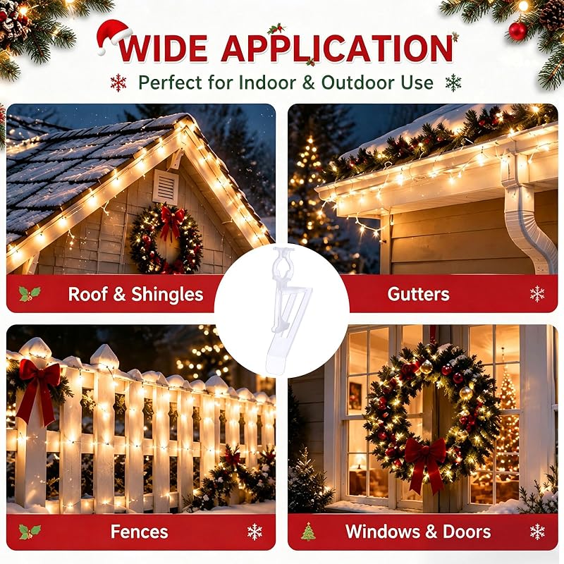 Gutter Light Clips for C7/C9 Christmas Lights - 200 Pack, Clear (Variation: Clear+200)