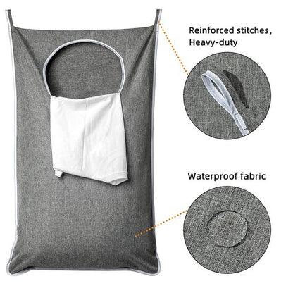 ANSTROUT XL Hanging Laundry Hamper, Extra Large Tear-resistance Door Hamper with 2 Types Hooks for Dirty Clothes, Save Bathroom Space Hanging Laundry Bag (36.5x 22 Inch,Grey)