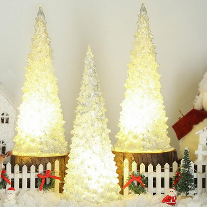 Baquler Acrylic Lighted Christmas Tree | 8.66'' Color Changing LED Night Light Decoration - Silver