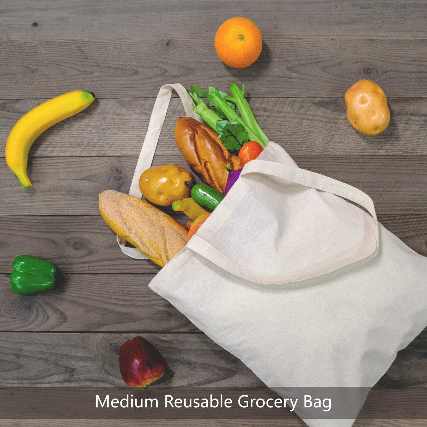 TOPDesign 48-Pack Cotton Tote Bags - Lightweight Reusable 16"x15" Grocery Bags for DIY & Promotions