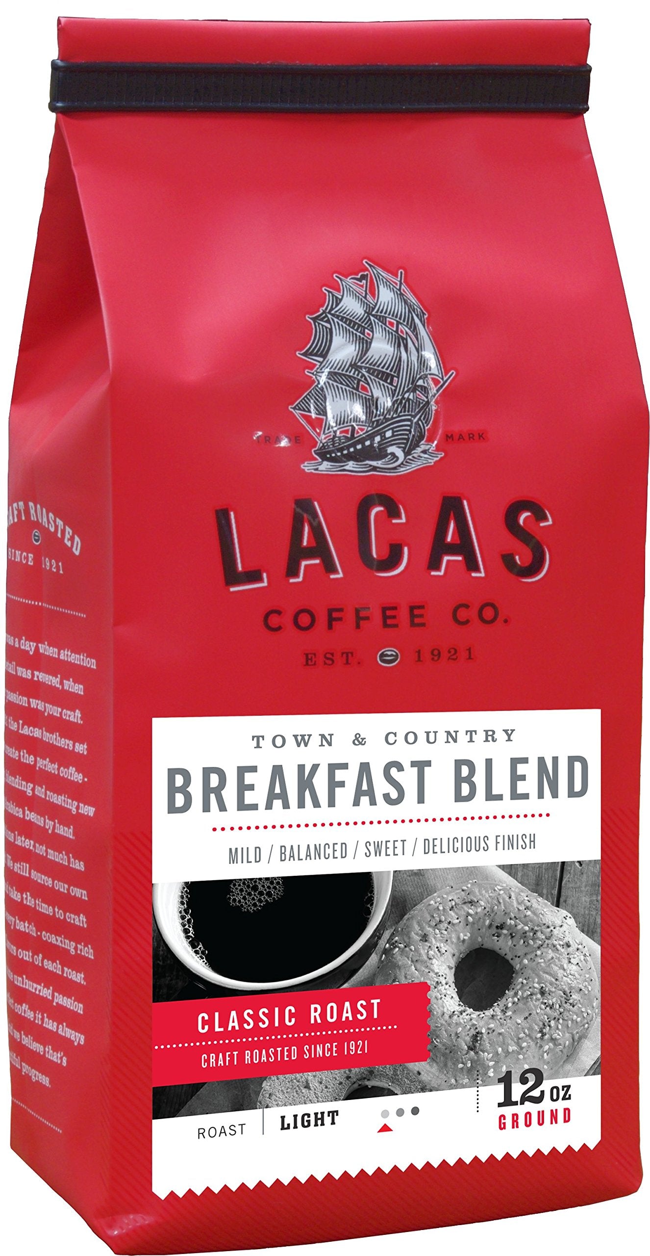 Lacas Coffee Company Breakfast Blend (Town & Country) Medium Fine 12 oz.