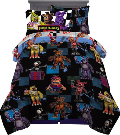 Franco Kids Bedding | Super Soft Twin Comforter & Sheet Set with Sham | Five Nights At Freddy's, 5 Pieces