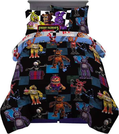 Franco Kids Bedding | Super Soft Twin Comforter & Sheet Set with Sham | Five Nights At Freddy's, 5 Pieces