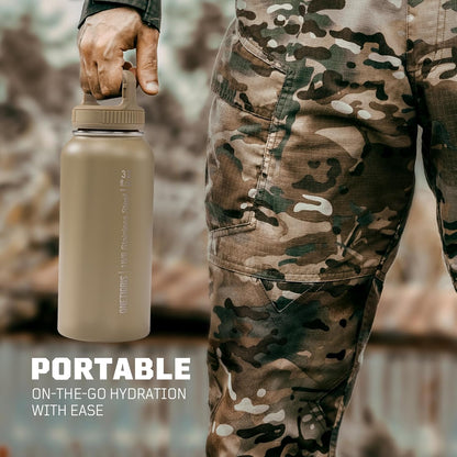 ONETIGRIS 32 oz Insulated Water Bottle - Tactical Stainless Steel Jug with Straw & 3 Lids for Travel, Gym, Hiking