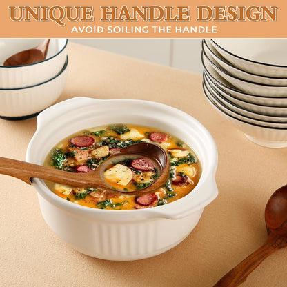 Skiennix Wooden Ladle - Natural Teak Cooking Spoon Set | Non-Stick, 3 Sizes for Soup & More