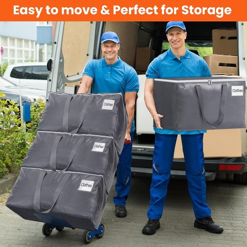 BlissTotes Large Moving Bags - Heavy Duty Storage Bags with Zippers & Handles | 93L, 6 Pack for Space Saving