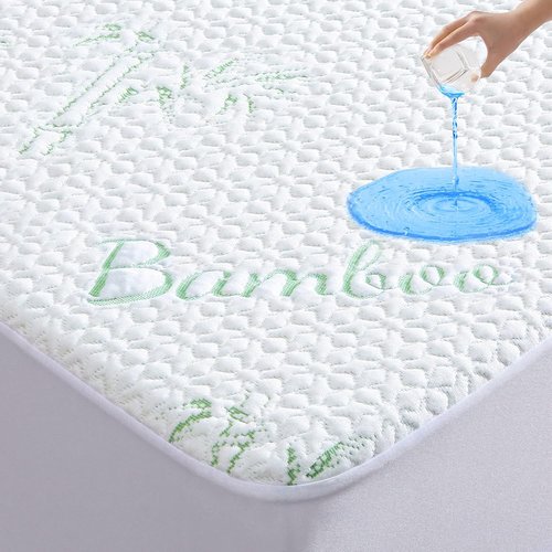 GOONIK Queen Mattress Protector - Waterproof Bamboo Viscose Pad Cover for 6-18 Inch Deep Mattresses