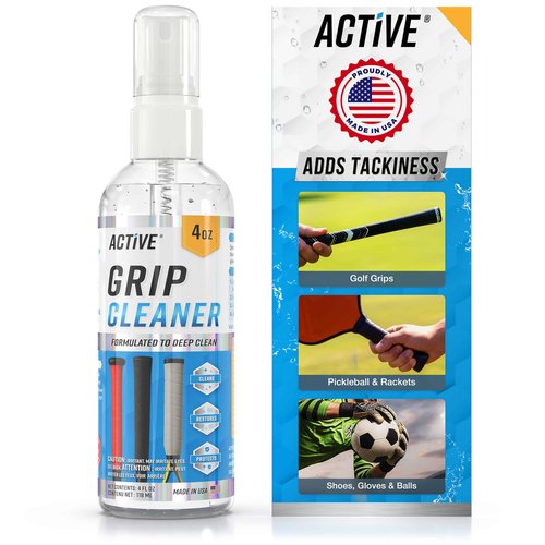 ACTIVE Grip Cleaner & Restore Spray - 2-in-1 Grip Spray for Basketball Shoes, Golf Club Cleaner, Pickleball Paddle Reset, Football Glove Boost, Volleyball Shoe Traction, Remove Oil, Dirt & Sweat - 4oz