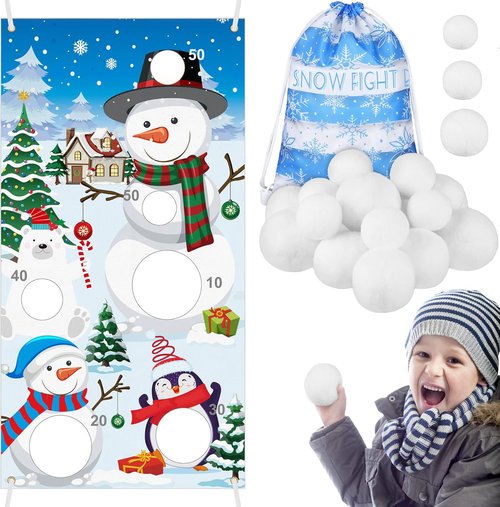 Elcoho Snow Toss Games Set - 22 Pieces with Balls & Drawstring Bag for Indoor/Outdoor Fun