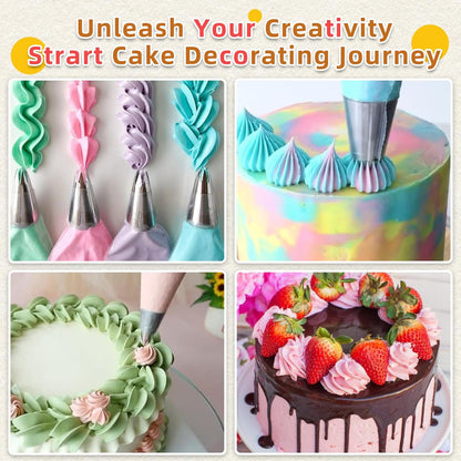 Skiennix 16-Inch Disposable Piping Bags - 50 Large Icing & Cake Decorating Bags for Perfect Frosting