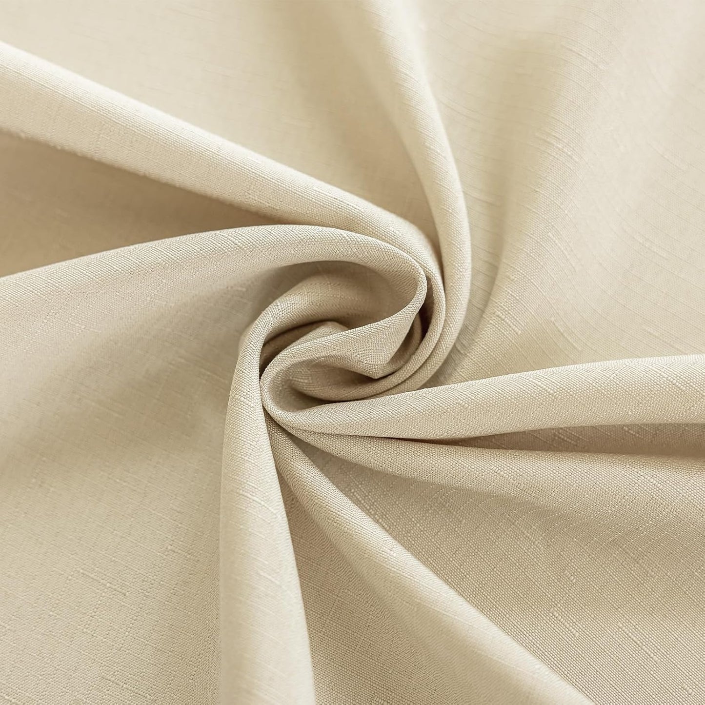 Textured Round Tablecloth - 60 Inch Beige, Water-Resistant Faux Linen for 2-4 Seat Dining Tables