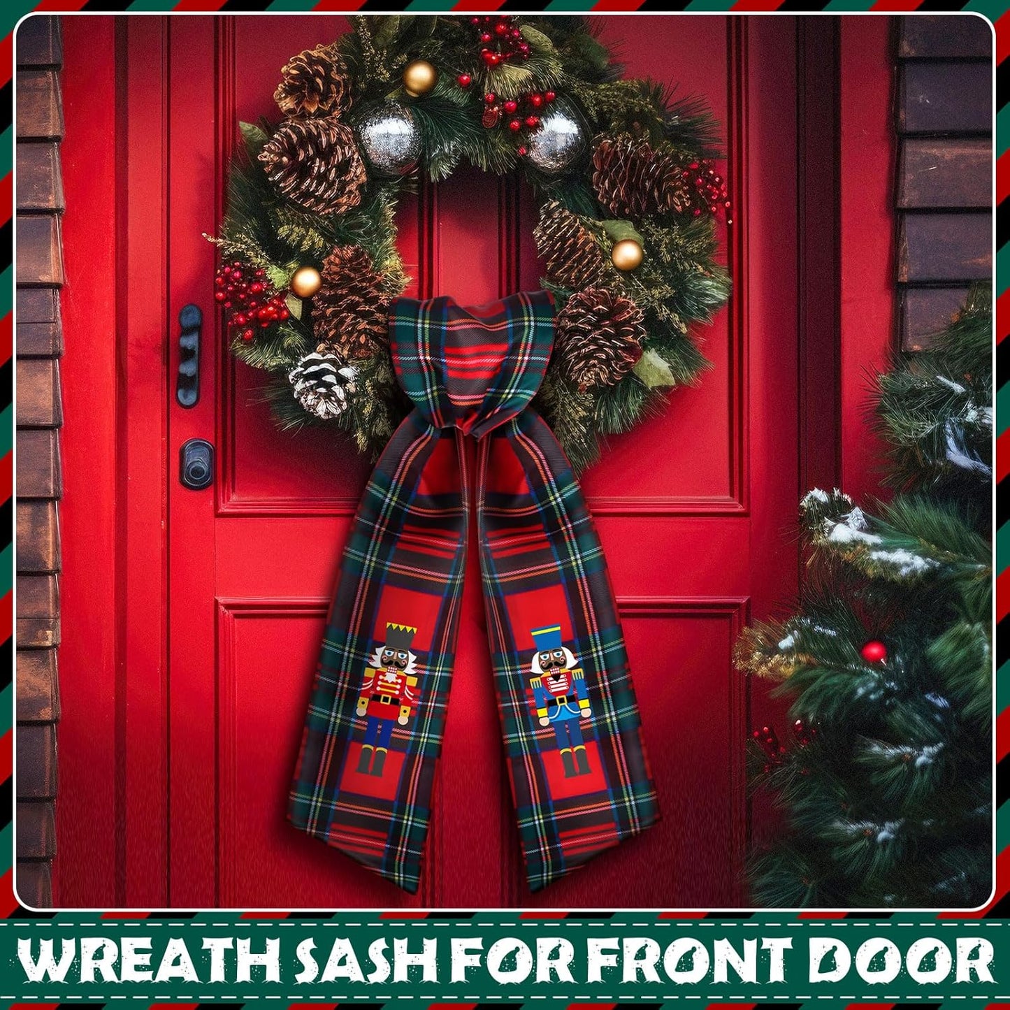 Regine Switzerland Wreath Sash - Satin Blank Sashes for Embroidery | Indoor/Outdoor Home Decor (Red, Black)