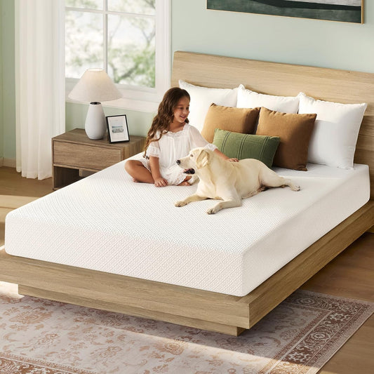Rolanstar Queen Size Gel Memory Foam Mattress - 8 Inch, Breathable & Supportive, CertiPUR-US Certified, White