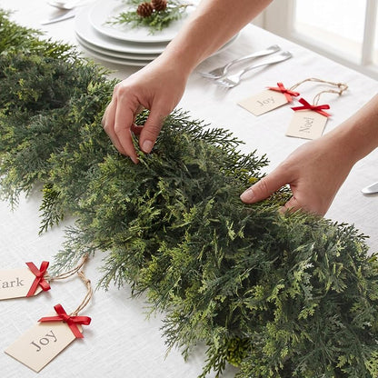9 ft Dark Green Cedar Garland with Real-Touch PE - Hananona, Thick Ultra-Dense Christmas Decor
