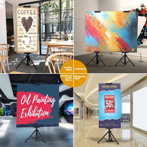 Netuaoo Poster Stand Banner Stand Poster Board Stand Foldable Floor Standing Sign Holder Adjustable Height Up to 88" Double Sided Tripod Retractable Banner for Wedding, Restaurant , Business, Supermarket Indoor Outdoor Poster (suitable for hard posters)